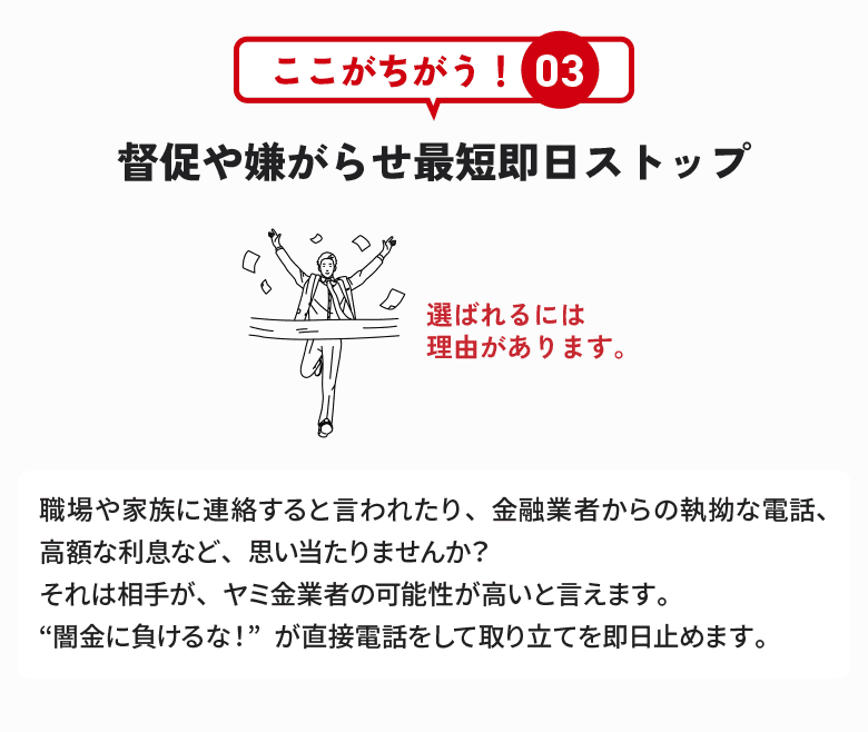 督促や嫌がらせ最短即日ストップ